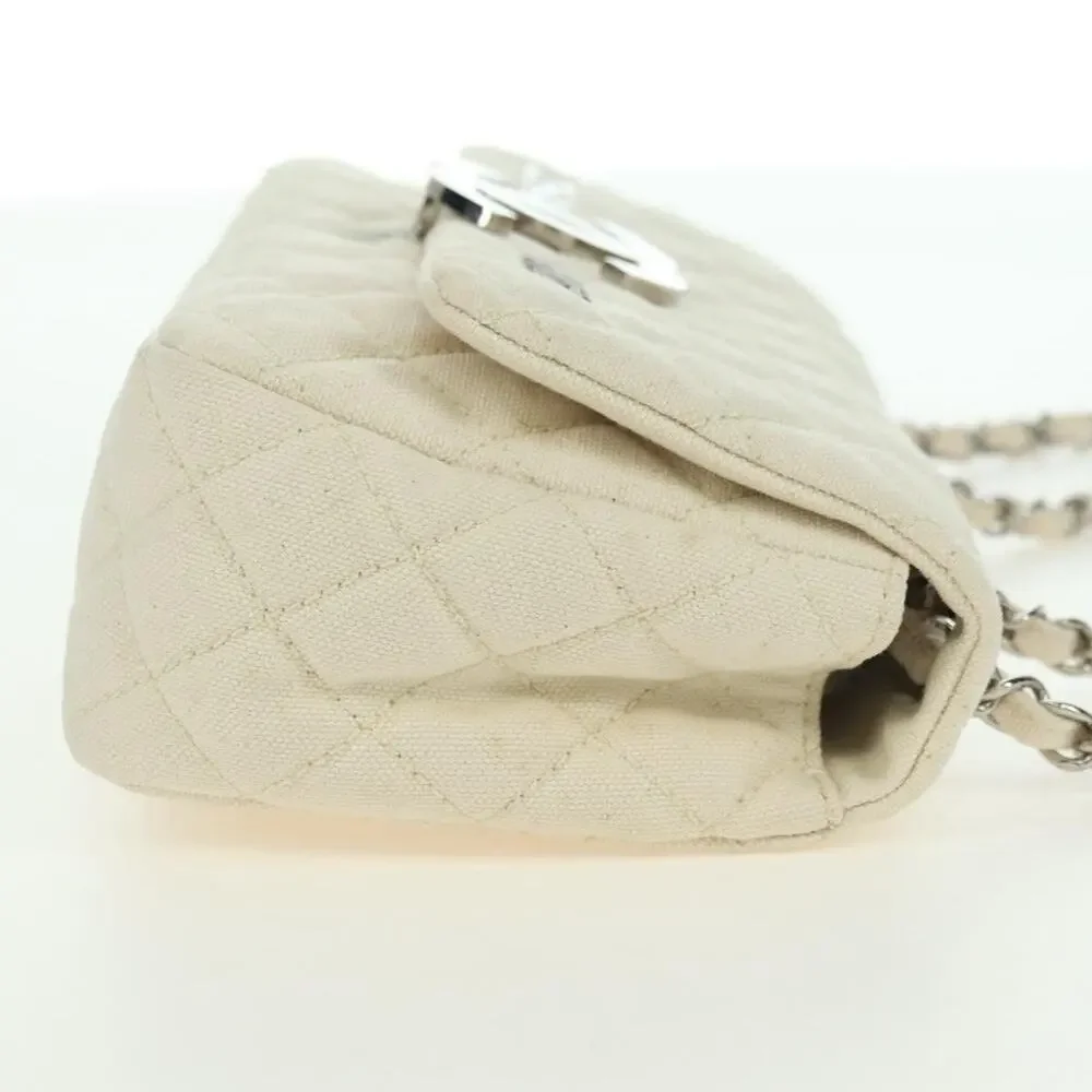 Chanel Matelasse Canvas Chain Shoulder Bag White